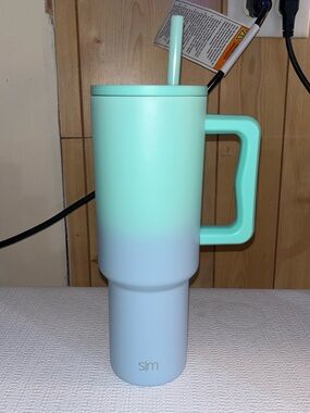 S|M Mint to Light Blue Ombre Insulated Travel Mug with Handle